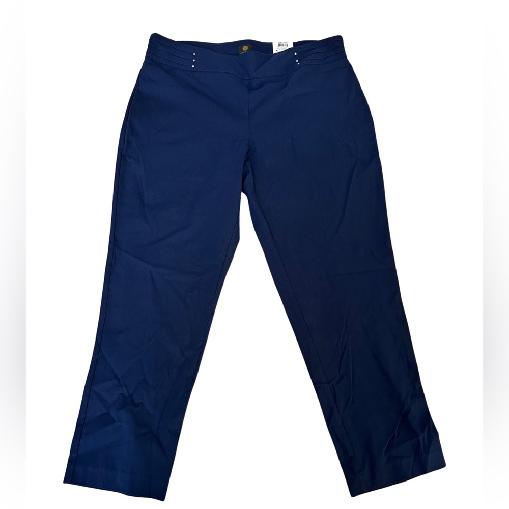 JM Collection Blue Chinos Ankle-Length